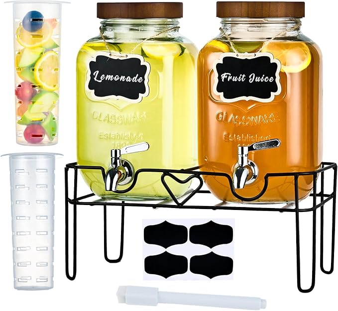 2 Pack1Gallon Glass Drink Dispenser by SHOREHAO
