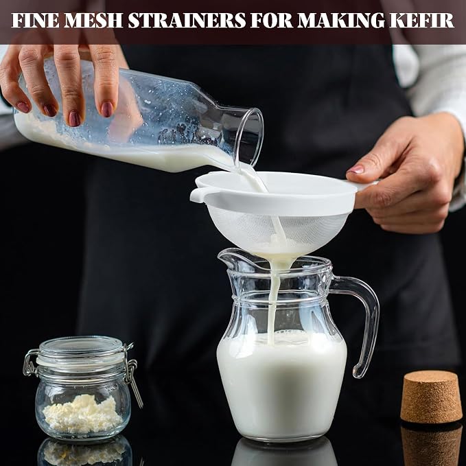 3 Pcs Plastic Nylon Fine Mesh Kefir Strainer Set - Image 2