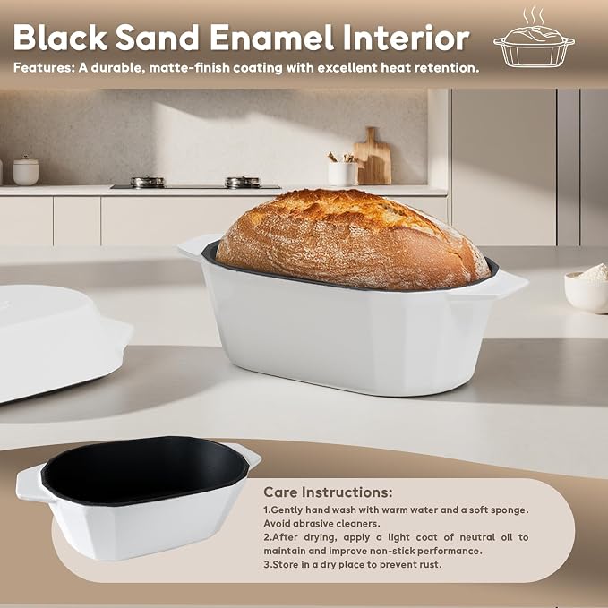 Enameled Cast Iron Dutch Oven for Bread Baking – 3QT Oval Round Heavy Duty - Image 6