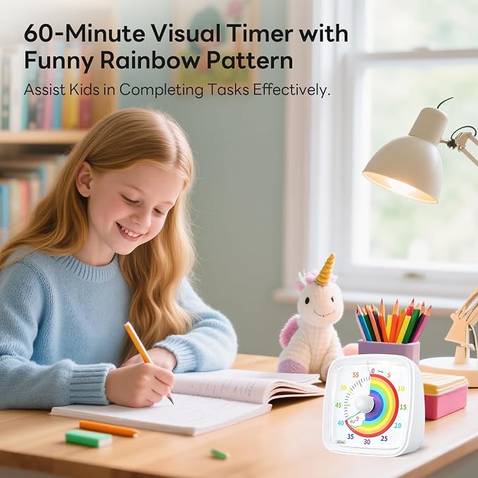 Yunbaoit Visual Timer with Night Light, 60-Minute Rainbow Countdown Timer - Image 2