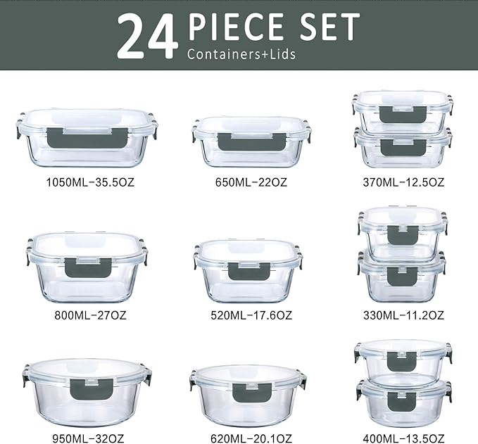 M MCIRCO 24-Piece Glass Food Storage Containers - Image 2