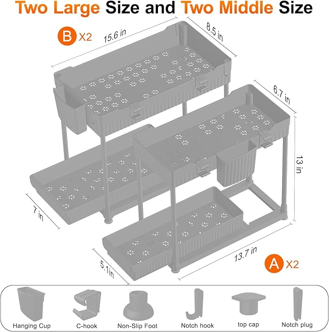 Sevenblue Under Sink Organizer, Bathroom Organizers and Storage, 2 Tier - Image 6