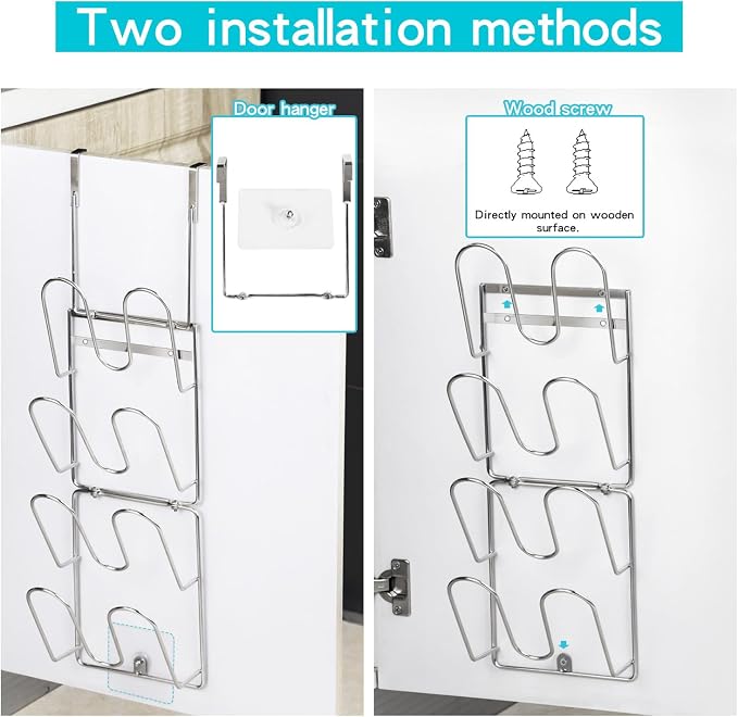 YQh The-Cabinet Pot Lid Organizer, Door Mounted Pot cover rack, Pot Lid Storage - Image 4