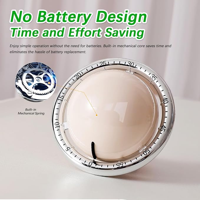 Mechanical Kitchen Timer, Cute Wind Up 60-Minute Manual Countdown - Image 4