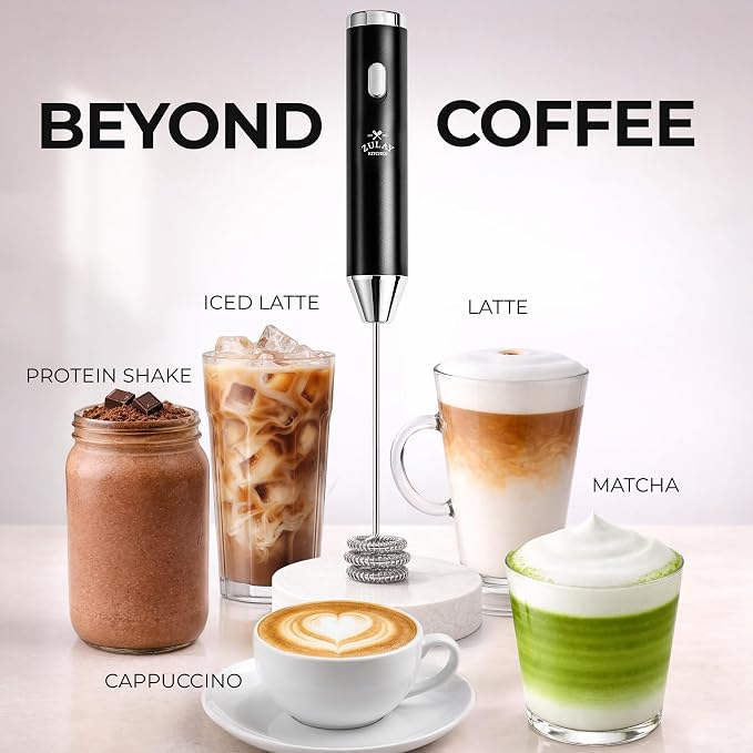 Zulay Kitchen Metal Rechargeable Milk Frother, 3 Whisk Attachments Handheld - Image 6