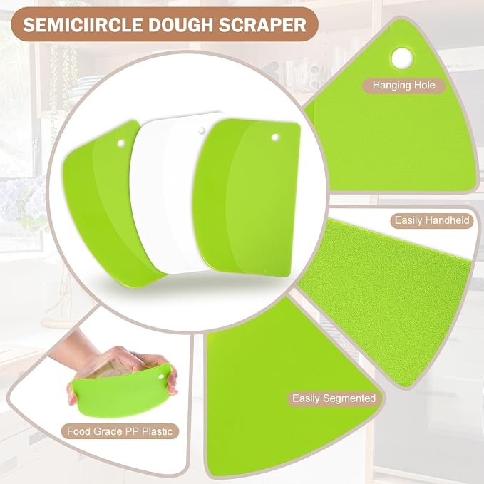 5 Pcs Bench Scraper, Bench Scraper Kitchen 2 Pcs Stainless Steel Dough Scraper - Image 4