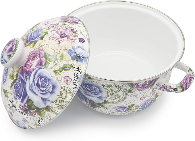 Flower Enamel on Steel Stock Pot/Stockpot - Image 3