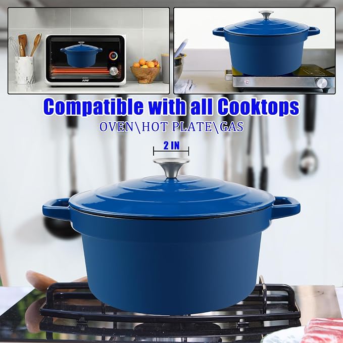 CUKOR 7QT Dutch Oven Pot With Lid, Enameled Cast Iron Dutch Ovens - Image 4