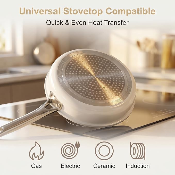 5Pcs Nonstick Cookware Set, Aluminum Nonstick Pots and Pans - Image 4