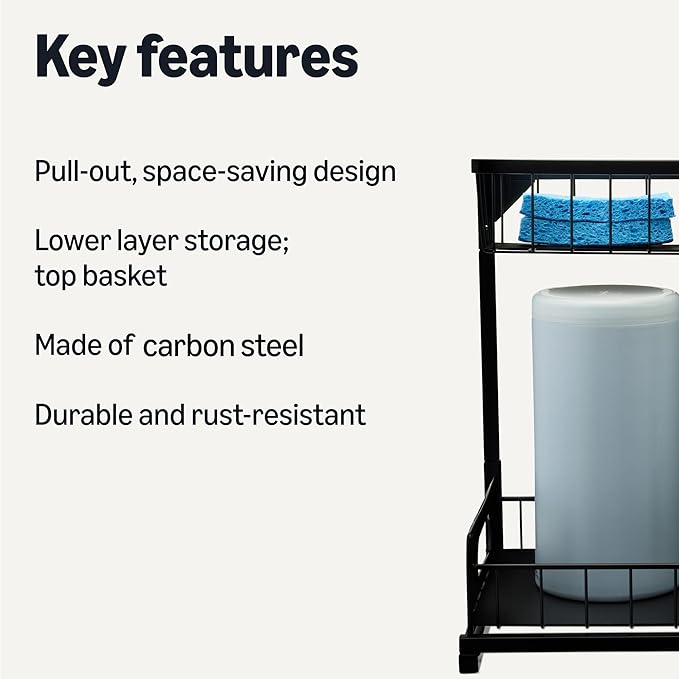 Amazon Basics L-Shape Under Sink Storage Pull Out Cabinet Organizer, - Image 2