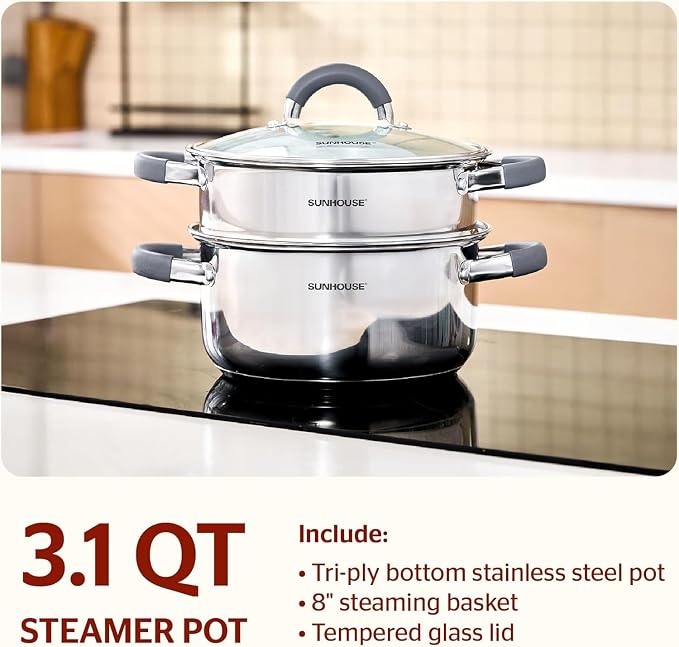 SUNHOUSE 3 Quarts Steamer Pots - Image 2