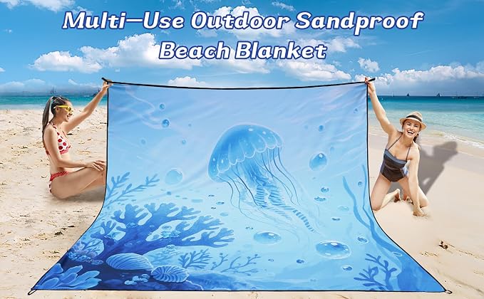 WIWIGO Beach Blanket Waterproof Sandproof Beach Mat 79" X 83"/10'x9'for 2-8 - Image 6