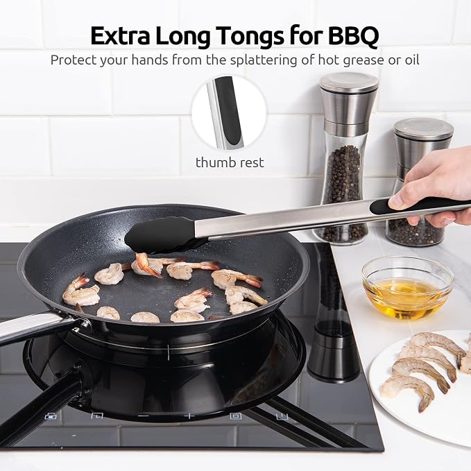 600ºF Heat Resistant Kitchen Tongs: U-Taste 16 inch Extra Long Large Silicone - Image 9
