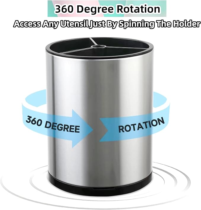 LIBODOUR Kitchen Utensil Holder Extra Large 360°Rotating - Image 5