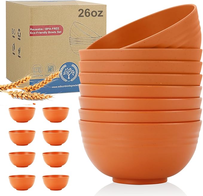 Wheat Straw Bowl Sets, Microwave and Dishwasher Safe Bowl Sets, Bowls suitable by WROVA