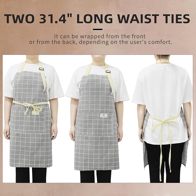 NLUS 2 Pack Waterproof Cooking Aprons, Adjustable Bib Soft Chef Apron - Image 5