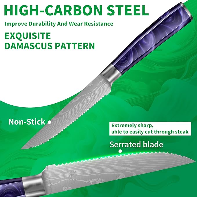 FULLHI 14pcs Block Knife Set, Chef's Knife Steak Knives Set - Image 3