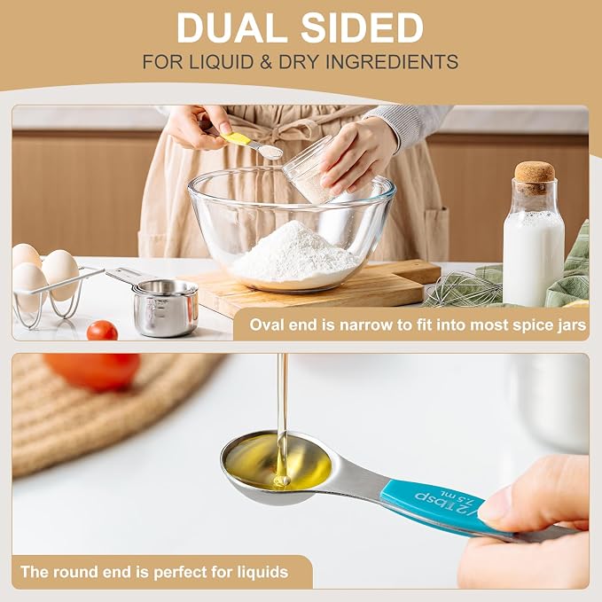 Stainless Steel Measuring Cups & Spoons Set, EWFEN Kitchen Tools Nesting - Image 7