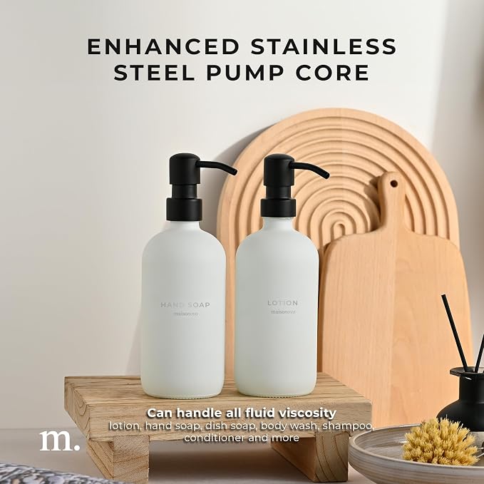 MaisoNovo Soap Dispenser 2-Piece Set | 16.9oz Clear Bottles - Image 3