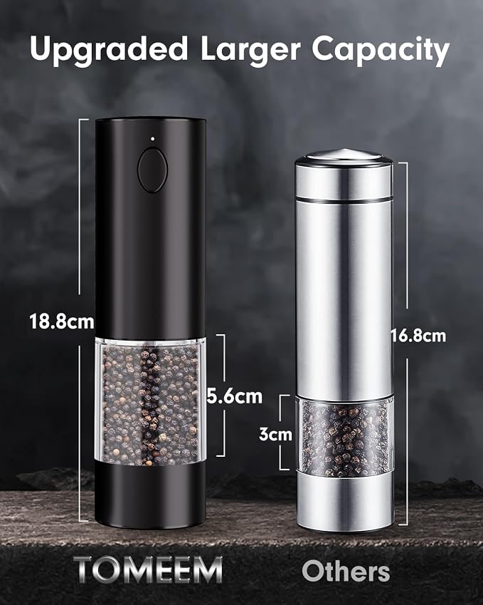 TOMEEM Upgraded Larger Capacity Electric Salt and Pepper Grinder Set - Image 6