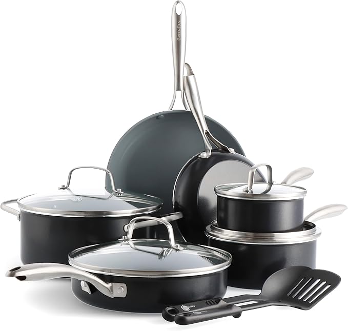 GreenPan 12 Piece Nonstick Swift Cookware Set, Ceramic PFAS-Free Pots & Pans by GreenPan