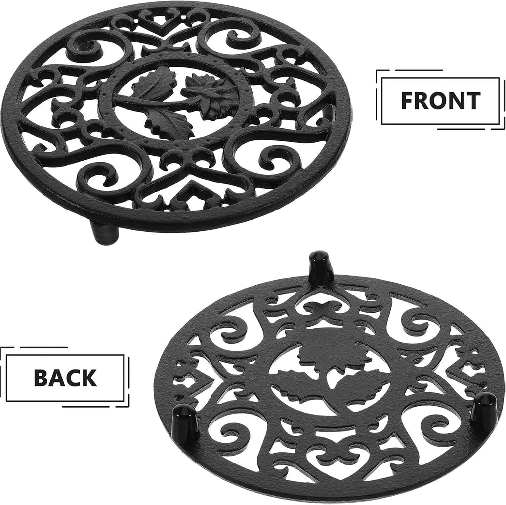Vintage Cast Iron Kettle Trivet Heat Resistant Tea Pot Rest for Tables