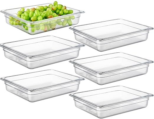 CURTA 6-Pack 1/2 Size 2.5" Deep NSF Polycarbonate Food Pans | Dishwasher & by CURTA