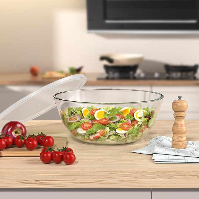 4.7 Qt Extra Large Glass Mixing Bowls Clear Glass Salad Cooking Bowls - Image 7