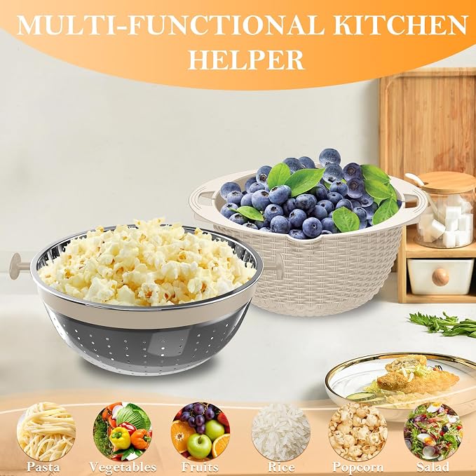 4-1 Colander with Bowl Set, Food Strainers and Colanders, Fruit Washing Bowl - Image 5