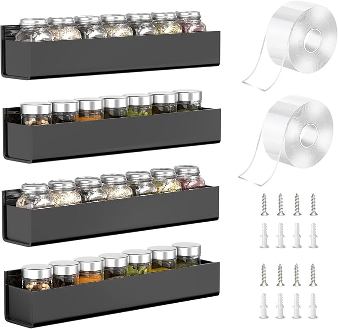 PMMASTO Adhesive Acrylic Spice Rack Organizer by PMMASTO