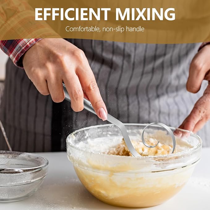 Seamless Danish Dough Whisk Stainless Steel, Hand Mixing Tool - Image 2