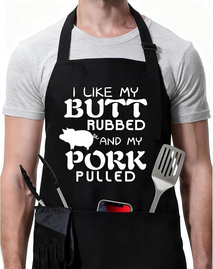 Rosoz Funny BBQ Black Chef Aprons by Rosoz