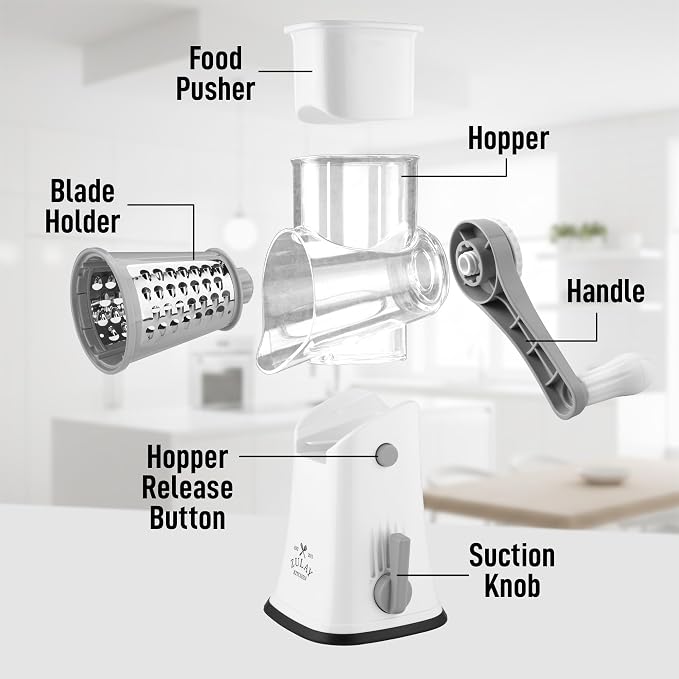 Zulay Kitchen Rotary Cheese Grater 5 Blade Cheese Shredder - Image 8
