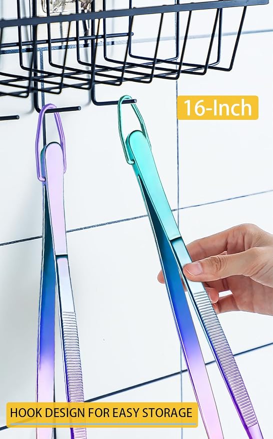 JETKONG 2 Pcs 16-Inch Stainless Steel Fine Tongs Extra Long Chopstick Tongs - Image 6