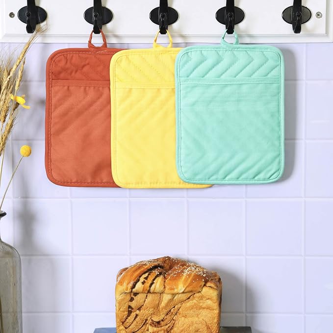 Anyi Pot Holders and Oven Mitts 7" X 9" Heat Resistant Cotton Pocket Pot Holder - Image 6