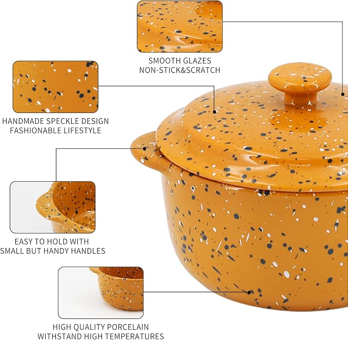 Stoneware Baking Ramekins Set of 4-10 Oz Mini Cocotte - Image 4