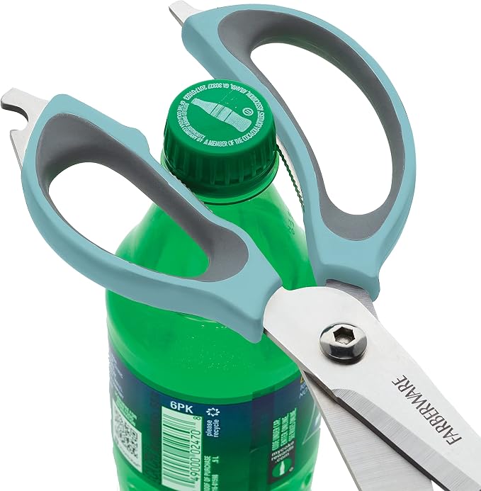 Farberware 4-in-1 Kitchen Shears, Aqua and Gray - Image 7