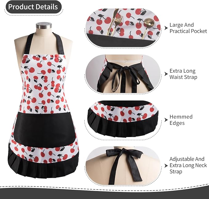 Vintage Floral Apron for Women - Image 4