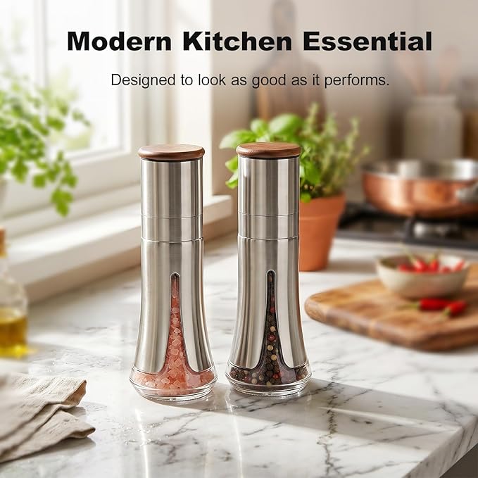Aelga Salt and Pepper Grinder Set Manual - 4oz Stainless Steel Pepper Mill - Image 5