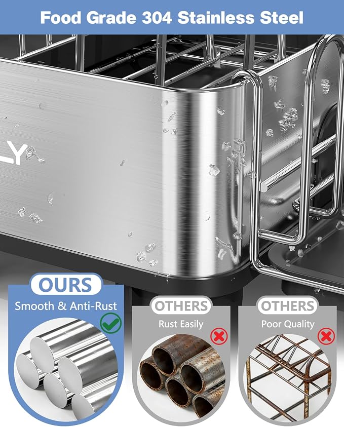 Dish Drying Rack, 304 Stainless Steel Exendable Dish Rack - Image 2