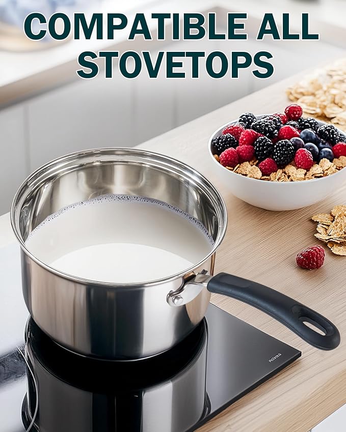 Cook N Home 2 Quart Stainless Steel Saucepan Set - Image 3