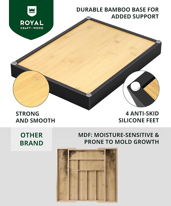 ROYAL CRAFT WOOD Luxury Bamboo Kitchen Drawer Organizer - Image 4