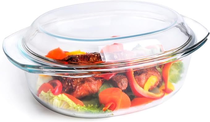 Oval Tempered Glass Casserole Dish, Tough Glass Casserole Baking Dish by HUSANMP