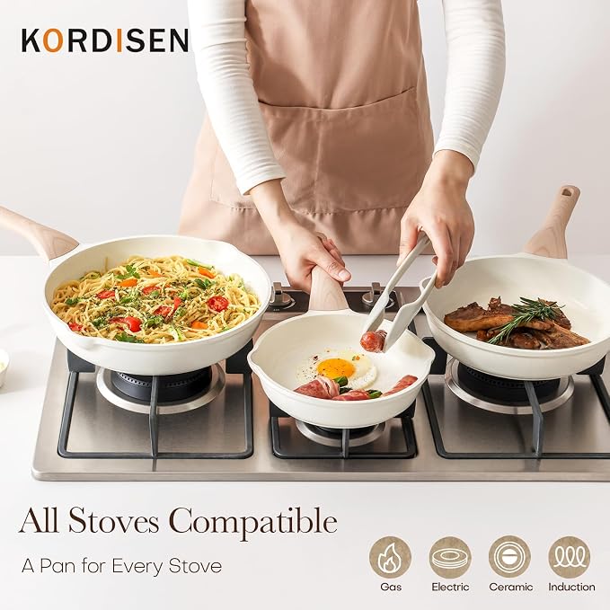 Kordisen Nonstick Ceramic Frying Pan Set, 3 Piece Ceramic Skillet Set, Healthy - Image 5