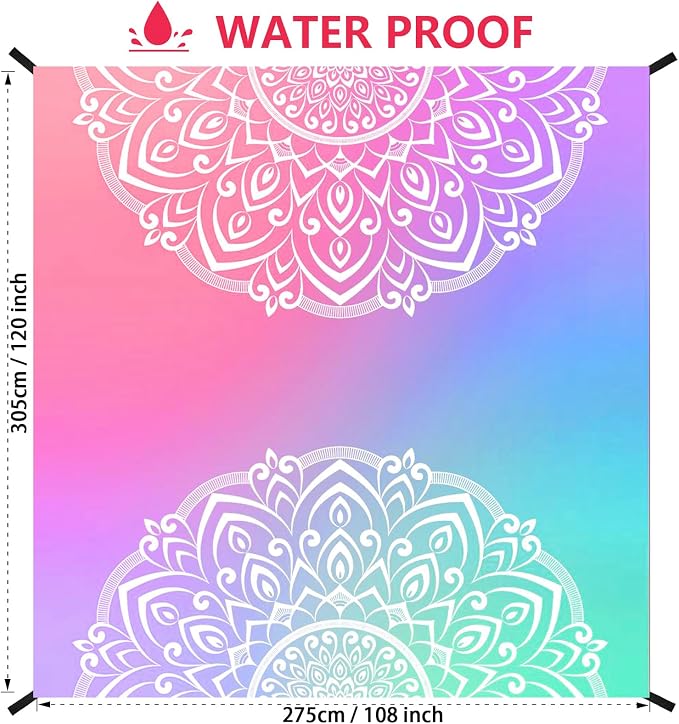 WIWIGO Beach Blanket Waterproof Sandproof Beach Mat 79" X 83"/10'x9'for 2-8 - Image 2