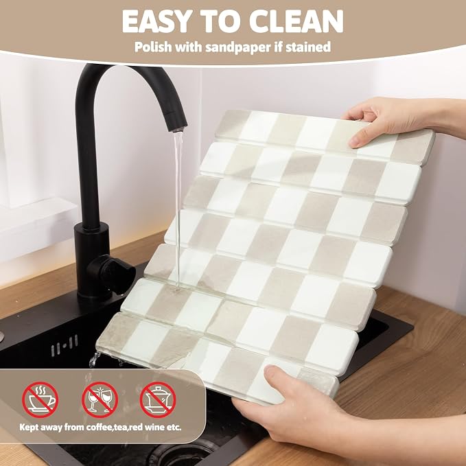 Yamaziot Stone Drying Mat for Kitchen Counter, Quick-Dry Diatomaceous Earth Mat - Image 6