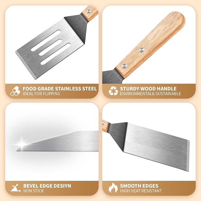 Stainless Steel Spatula Set, 2 Pieces Metal Spatula - Image 2