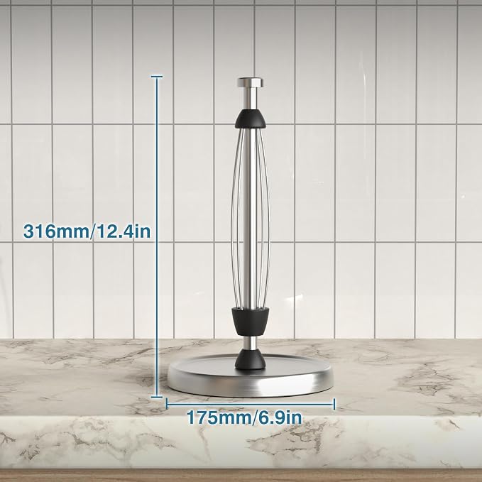 Paper Towel Holder Countertop, One-Handed Tear, Stainless Steel, Weighted Base - Image 6
