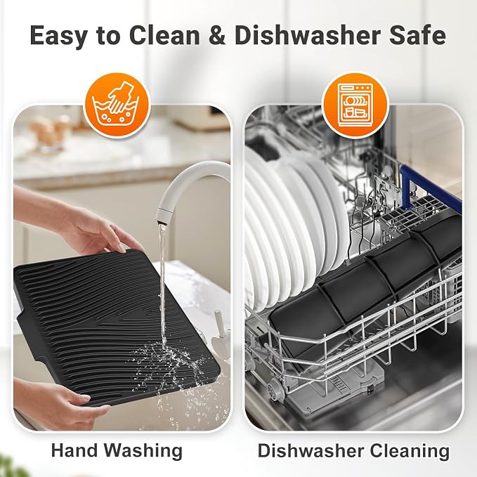 Silicone Dish Drying Mat for Kitchen Counter, Dish Drying Pad, Non-Slip Drain - Image 5