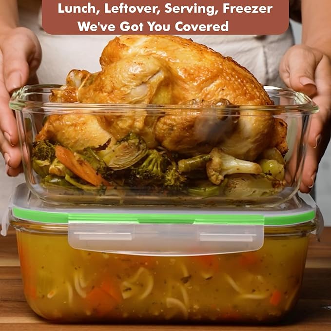 Razab 4 PC 1860ml / 63 Oz / 8 Cups Large Glass Food Storage Containers - Image 2
